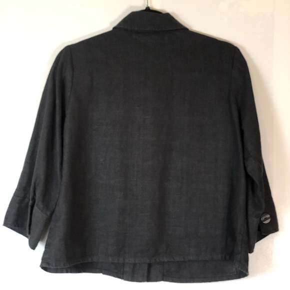 FLAX 100% Linen Black Blazer Button Jacket Size P (4/6) - Picture 7 of 11